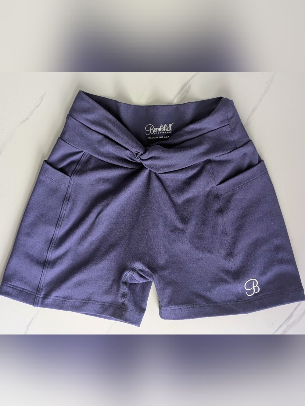 Bombshell Sportswear Sculpt Knot Shorts Future Dusk Scrunch Biker Shorts S